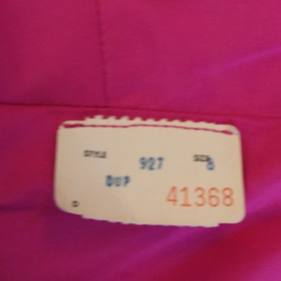 NWT 1980's Hot Pink Ruched Lilli Diamond Party Dress with Rosette - Picture 4 of 7